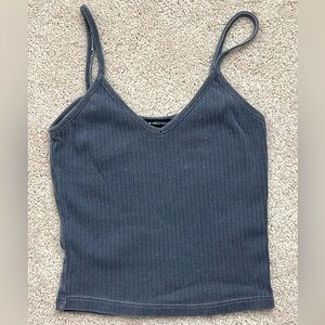 Brandy Melville Charcoal Ribbed V-Neck Spaghetti Strap Camisole